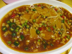 "chicken" with noodles