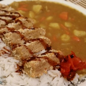 My Curry Rice with vegan tonkatsu and pickled ginger